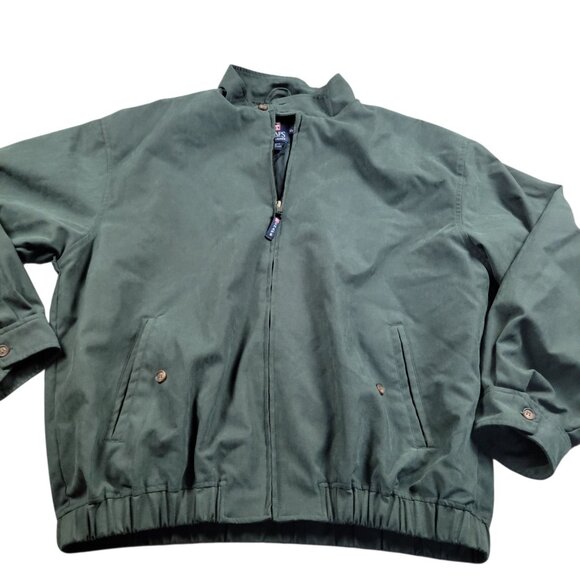 Chaps RALPH LAUREN Jacket Mens XL Bomber Green Washed Golf Full Zip - Picture 1 of 7